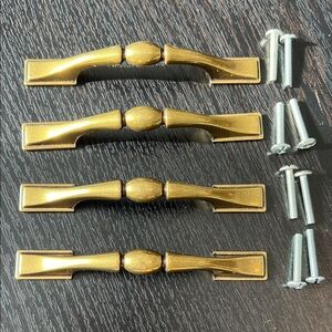 Lot of 4 Vintage Neoclassical Gold Brass Cabinet Drawer Pulls